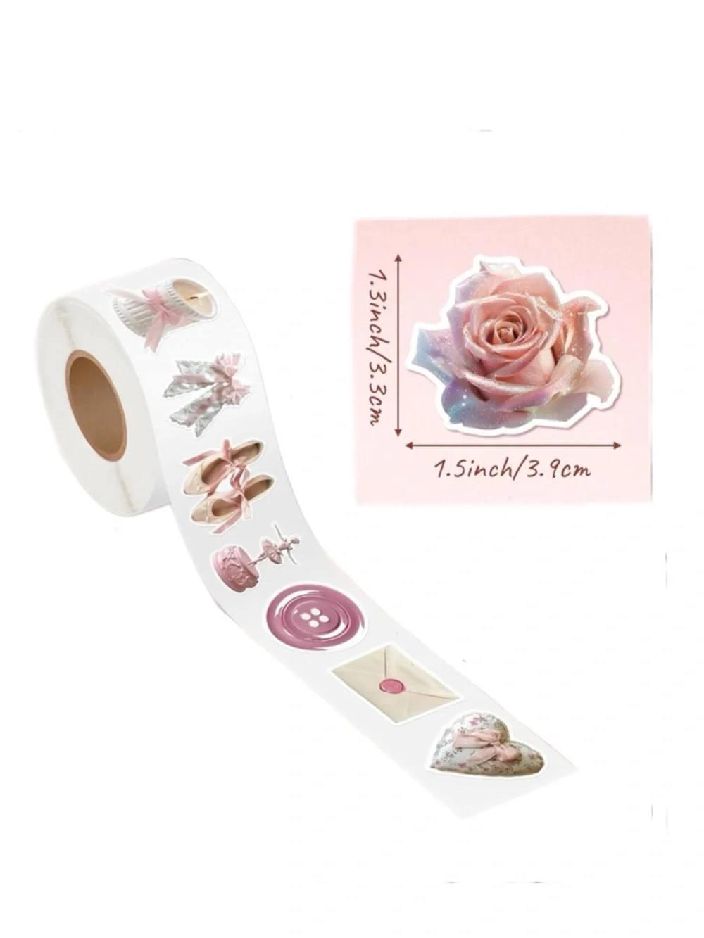 Roll of 500 Pastel Pink Coquette Stickers